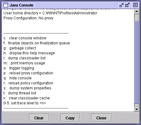 Sample console window